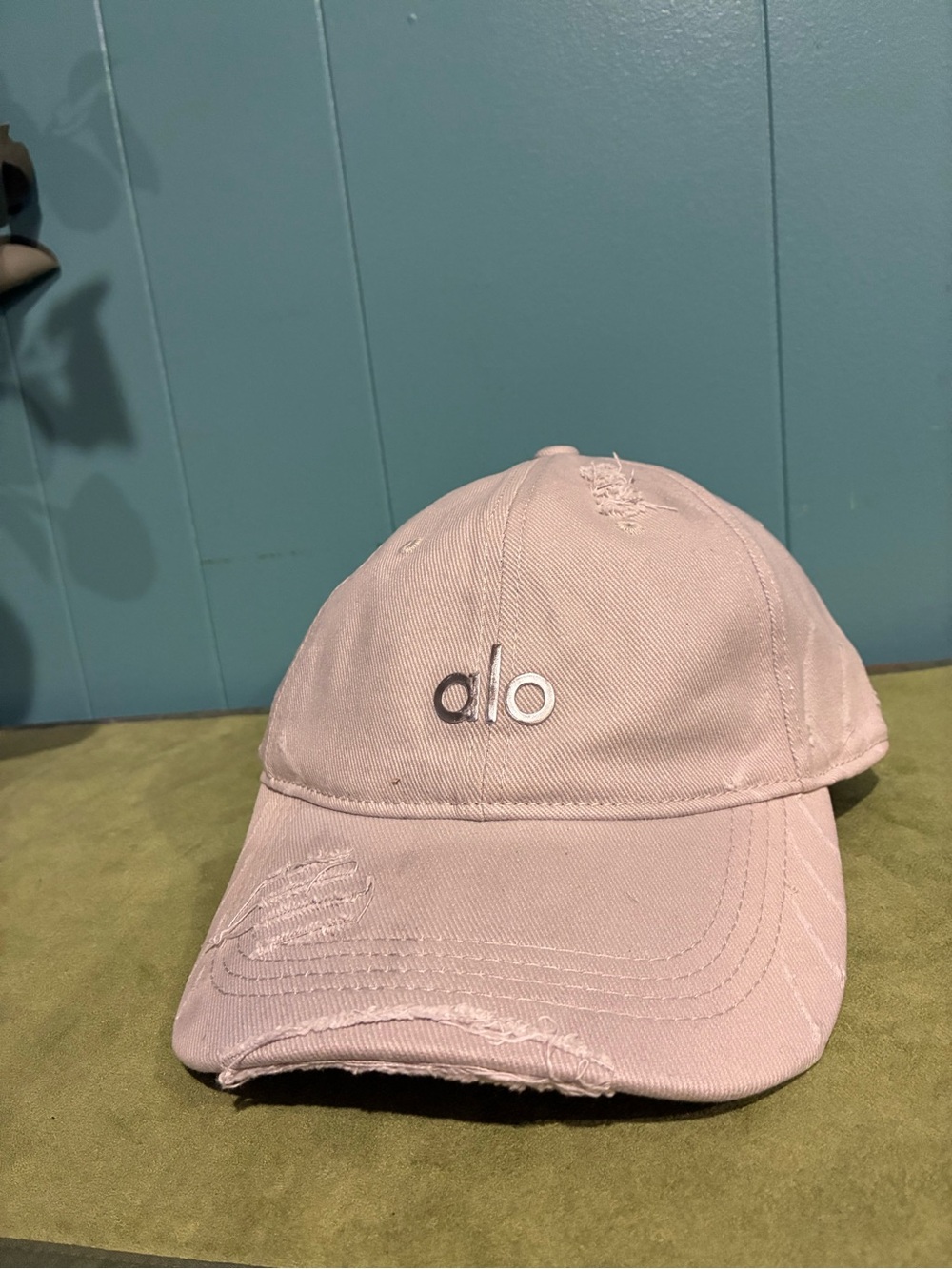 Alo Distressed Pastel Cream Baseball Cap
